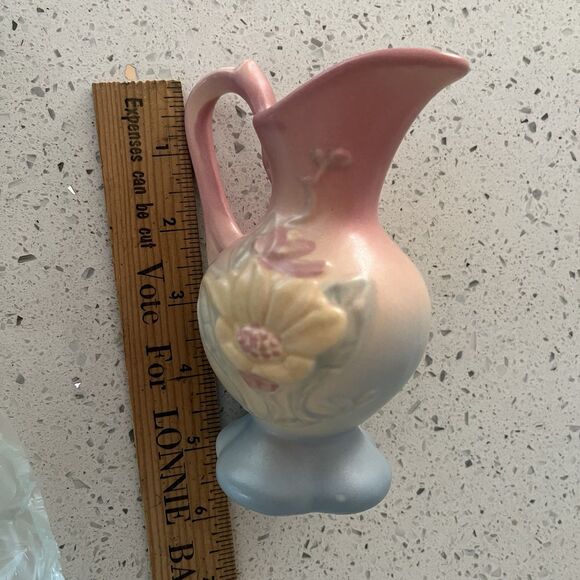 Vintage Hull Pottery  Miniature Ewer Pitcher 5 Inches Magnolia Yellow Pink Blue - Picture 6 of 7